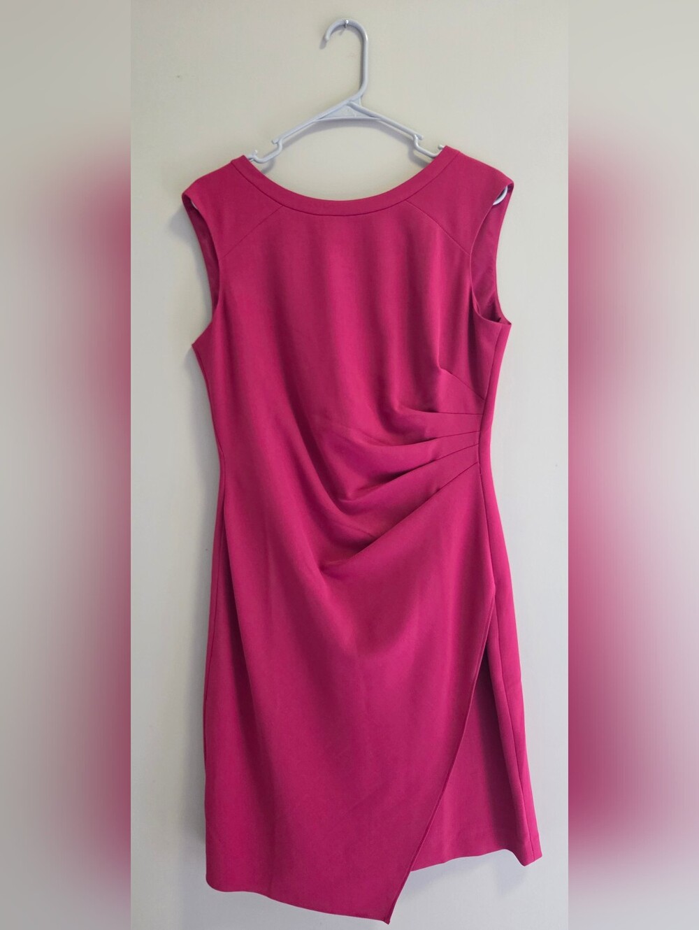 White House Black Market Fuchsia Midi Sheath Dress with Side Draping